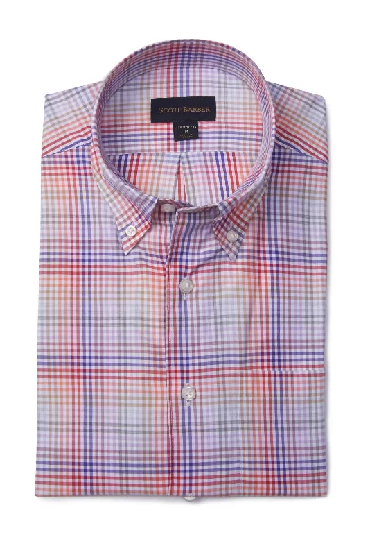 Weekend Bargains to Relish Fine Twill Ombre Tattersall Shirt In Cantaloupe
