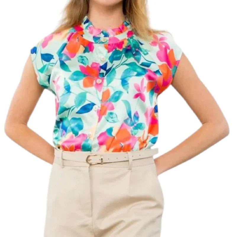 Lowest Price Floral Print Top In Mint