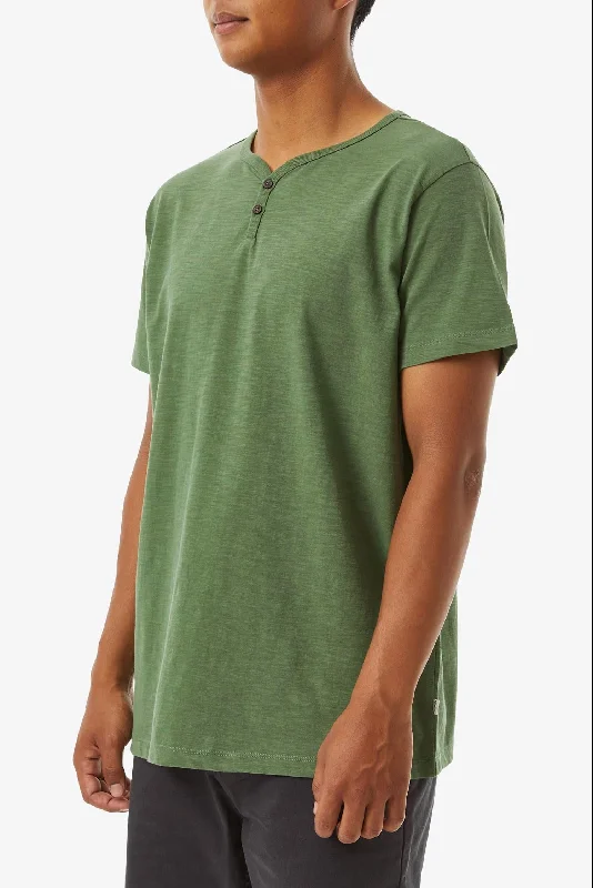 Hurry In Folk Henley Tee In Jade