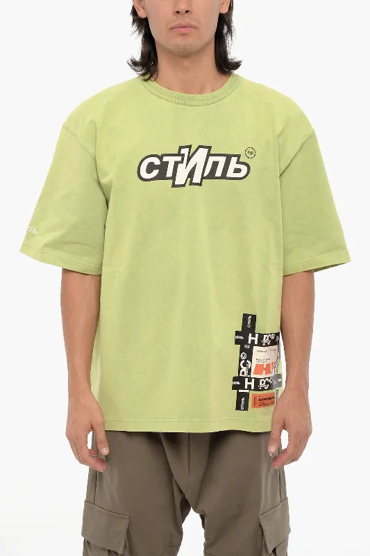 Deal of the Day Heron Preston Solid Color Crew-neck T-Shirt with Contrasting Details