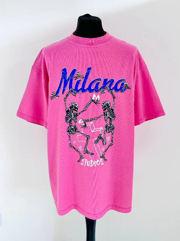 Weekend Savings Sensation Hot Pink Skeleton Heavyweight T-shirt.