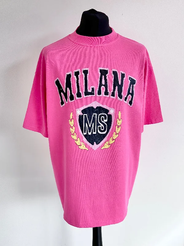 Weekend Bargains to Enjoy Hot Pink Heavyweight Crest T-shirt.