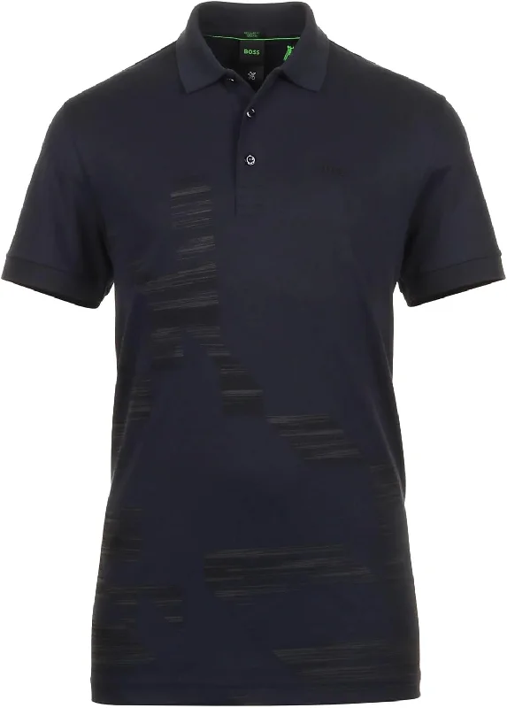 Limited Supply Hugo Boss Men's Paddy 6 Printed Short Sleeve Polo, Navy