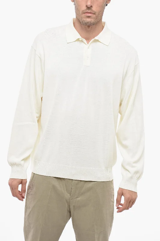 Reduced Rates J.Press Long Sleeve Polo Shirt with Ribbed Hem