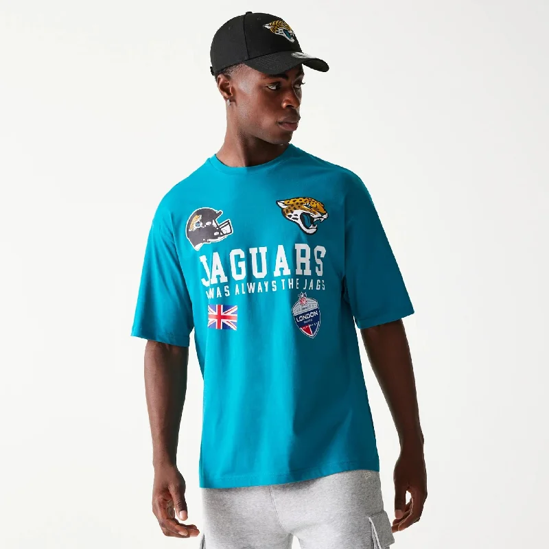 Weekend Discounts to Grab Jacksonville Jaguars NFL Games Collegiate Turquoise Oversized T-Shirt
