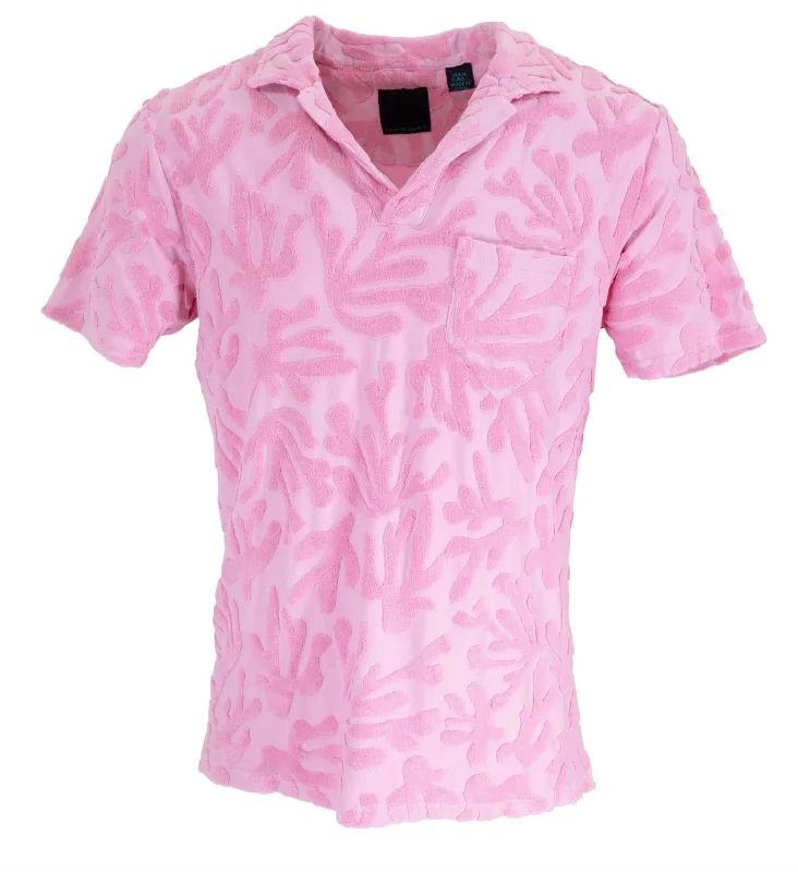 Midnight Sale Johnny Farm Floral Towel Polo In Pink