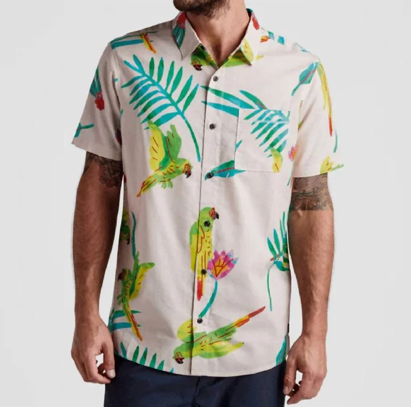 Weekend Bargains to Snag Journey Macaw Button Up Shirt In Light Pink