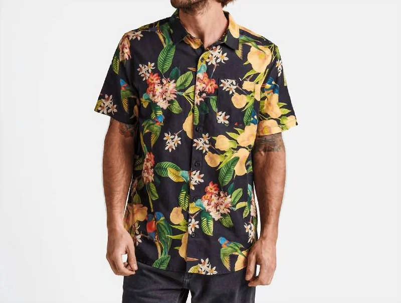 Don't Wait Journey Manu Floral Button Up Shirt In Black
