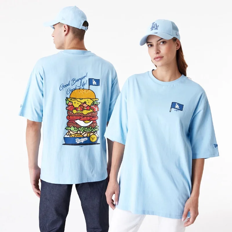 Price Blitz LA Dodgers MLB Burger Graphic Pastel Blue Oversized T-Shirt