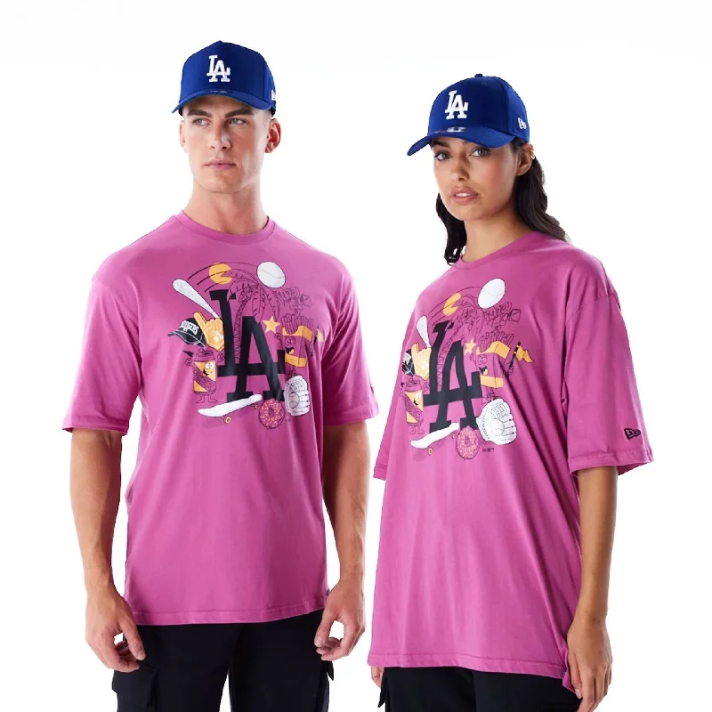 Weekend Savings Delight LA Dodgers MLB Food Graphic Purple Oversized T-Shirt