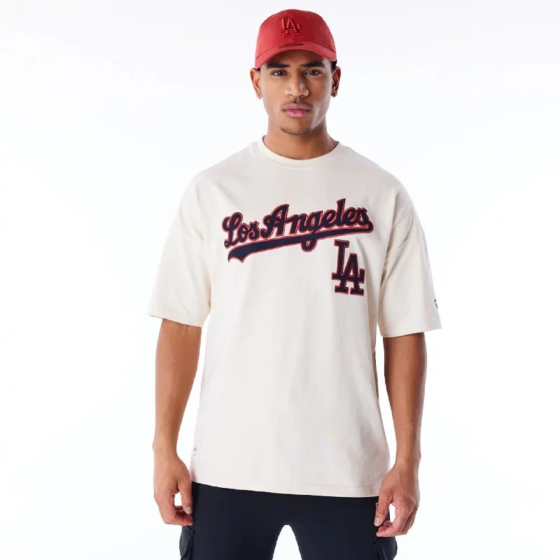 Bargain Prices LA Dodgers MLB Rib Infill Light Beige Oversized T-Shirt