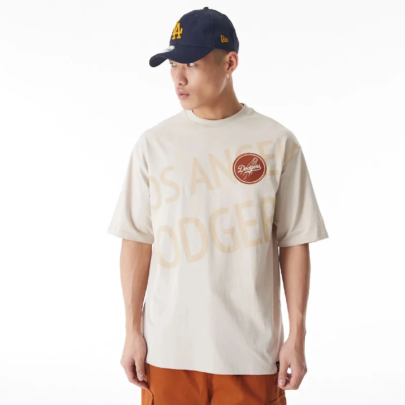 Markdown Sale LA Dodgers MLB Script Graphic Cream Oversized T-Shirt