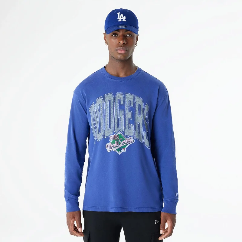 Weekend Deals to Make You Happy LA Dodgers Oversized Essential Dark Blue Oversized Long Sleeve T-Shirt