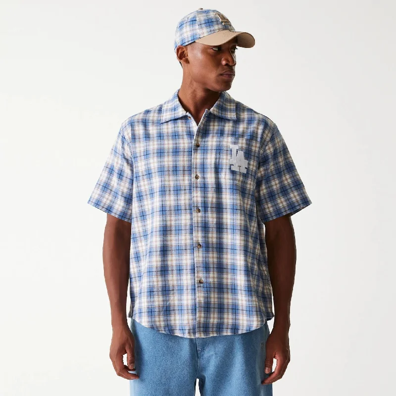 Price Drop LA Dodgers Plaid Blue Short Sleeve Shirt
