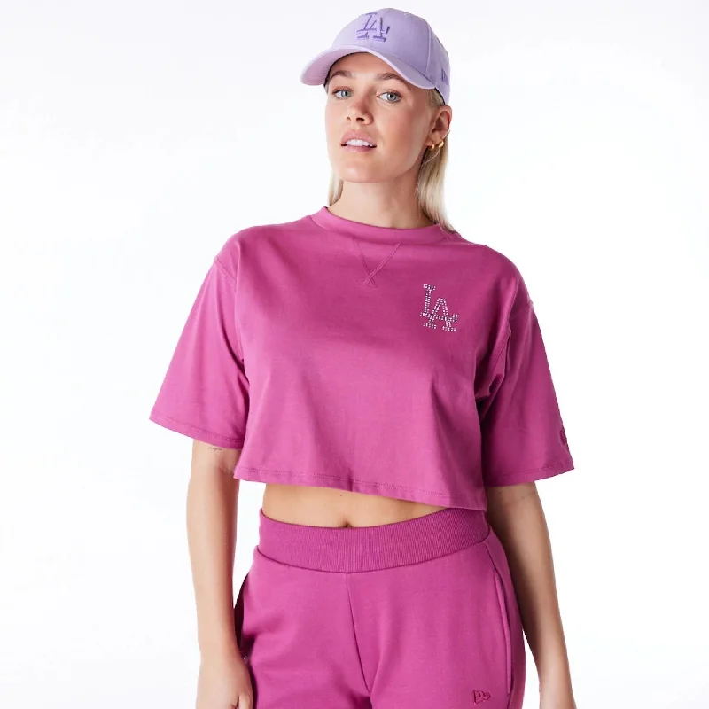 Weekend Bargains to Relish LA Dodgers Women's MLB Diamante Purple Crop T-Shirt