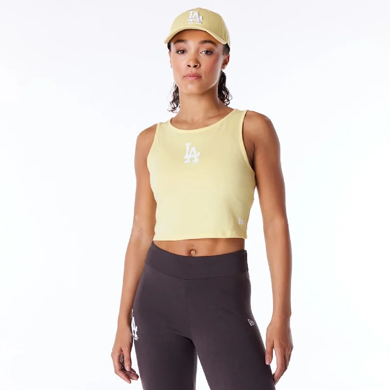 Low Prices LA Dodgers Womens MLB League Essential Pastel Yellow Crop Tank Top