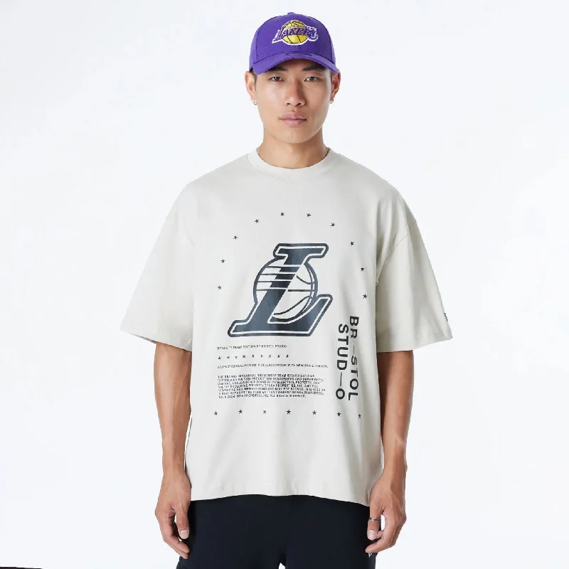 Overstock Sale LA Lakers Bristol Studio x NBA Light Beige Oversized T-Shirt