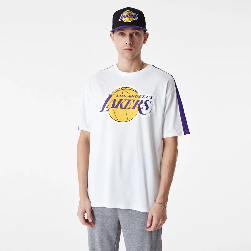 Big Savings LA Lakers NBA Colour Block White Oversized T-Shirt