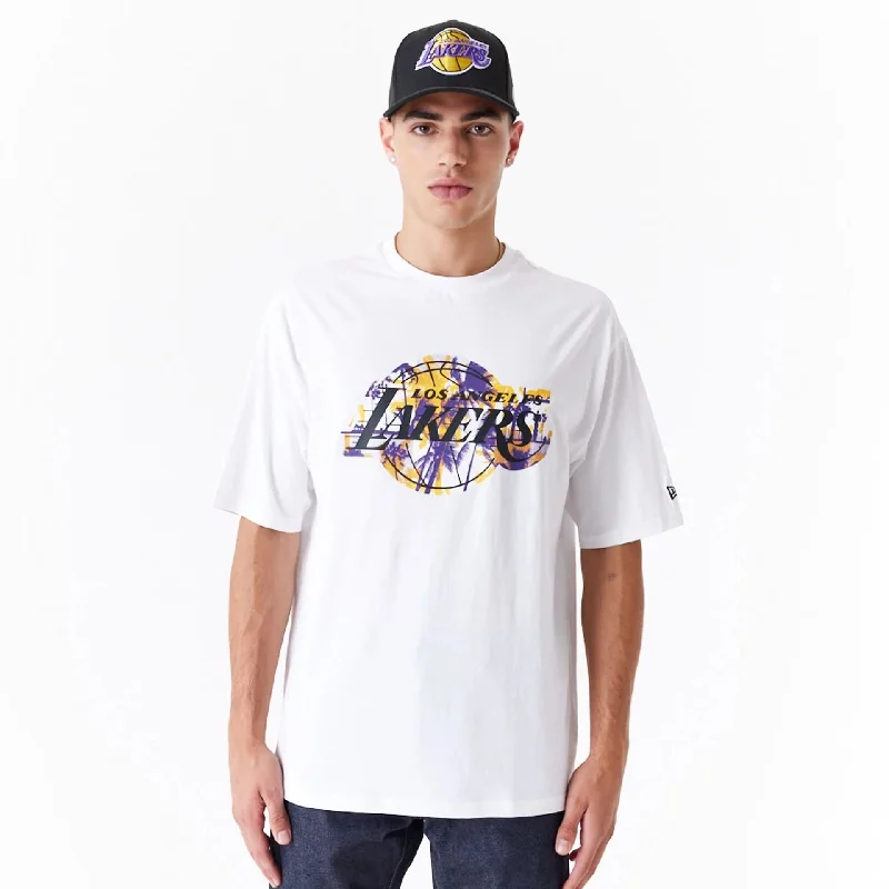 Act Fast LA Lakers NBA Large Infill White Oversized T-Shirt