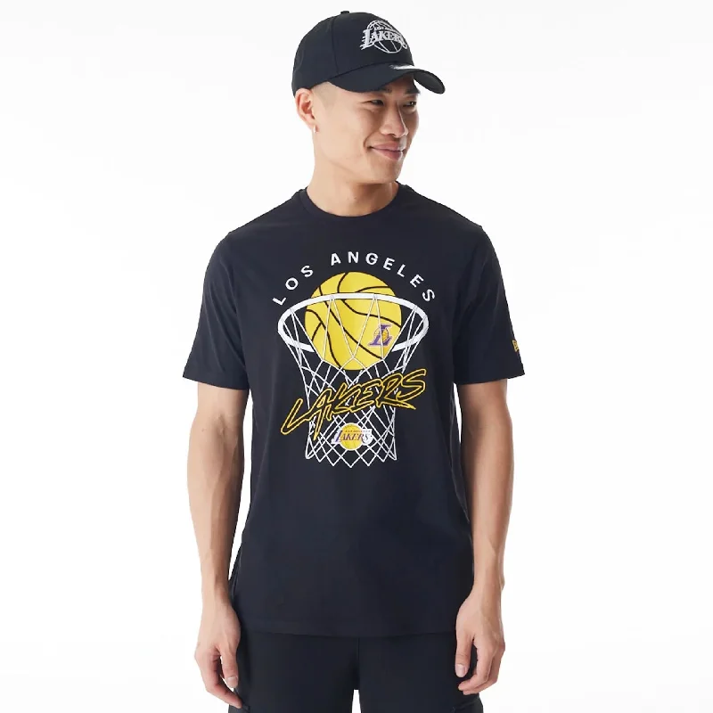 Year-End Clearance LA Lakers NBA Net Graphic Black T-Shirt