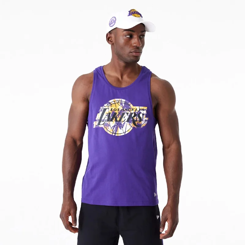 Super Deal LA Lakers NBA Palm Tree Infill Purple Tank Top