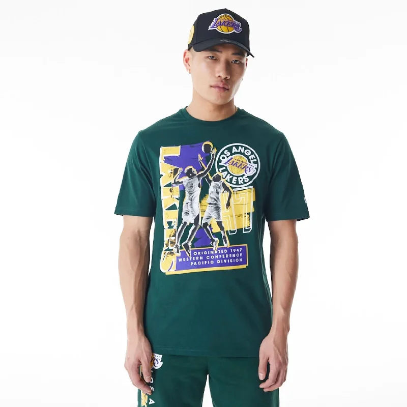 Great Deal LA Lakers NBA Player Graphic Dark Green T-Shirt