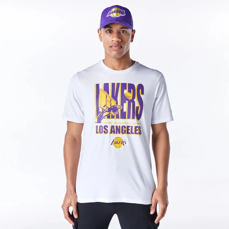The Best Prices LA Lakers NBA Wordmark Graphic White T-Shirt