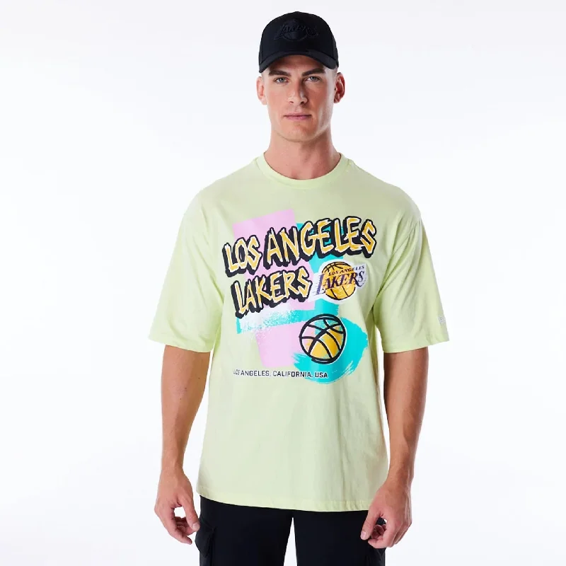Deal Frenzy LA Lakers Retro Graphic Pastel Green Oversized T-Shirt