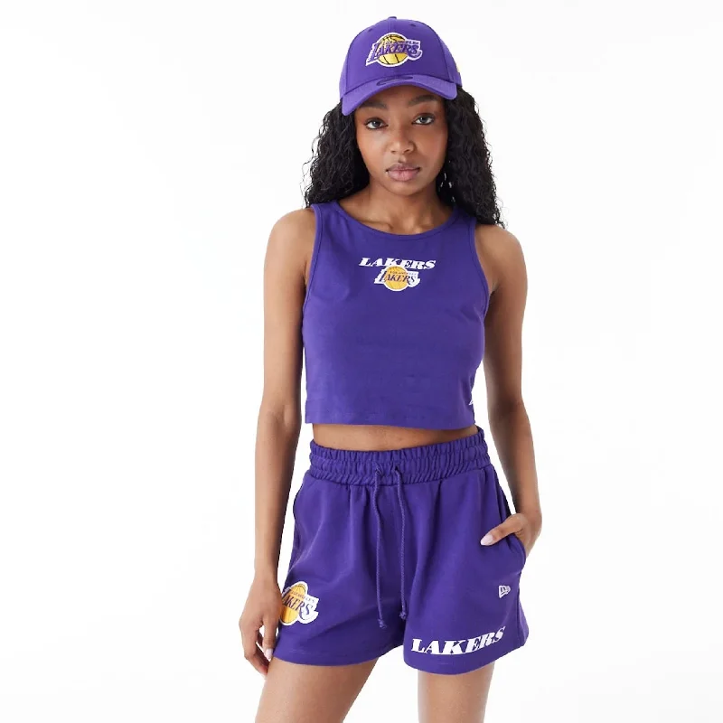 Overstock LA Lakers Women's NBA Team Logo Purple Crop Tank Top