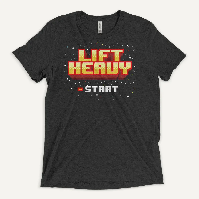 Time-Sensitive Lift Heavy Men's Triblend T-Shirt — 8-Bit