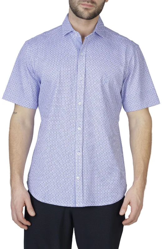 Special Buy Light Purple Mini Geo Knit Short Sleeve Getaway Shirt