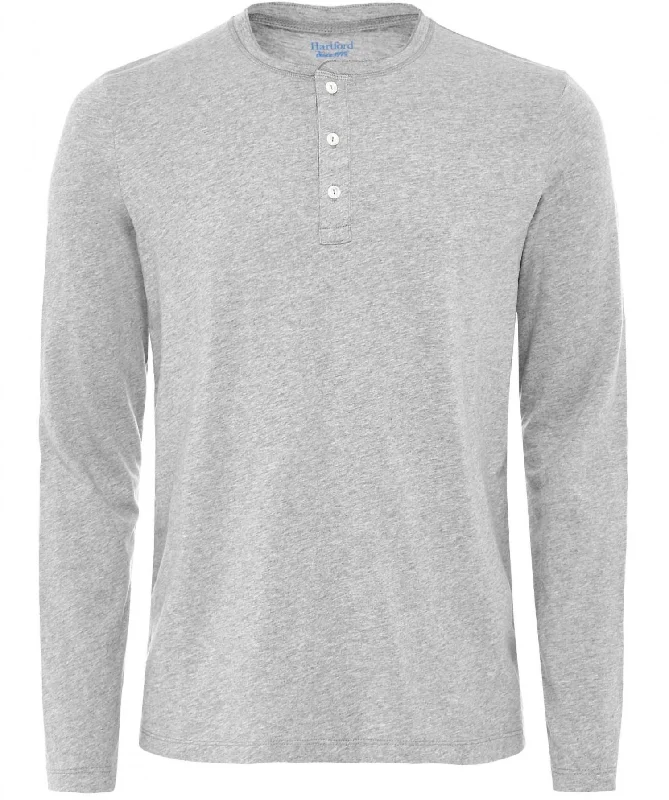 Daily Deals Long Sleeve Henley T-Shirt In Grey