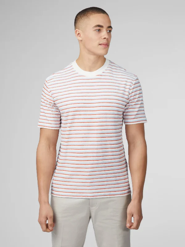 Weekend Discounts to Enjoy Signature Loopback Stripe Tee - Pale Blue
