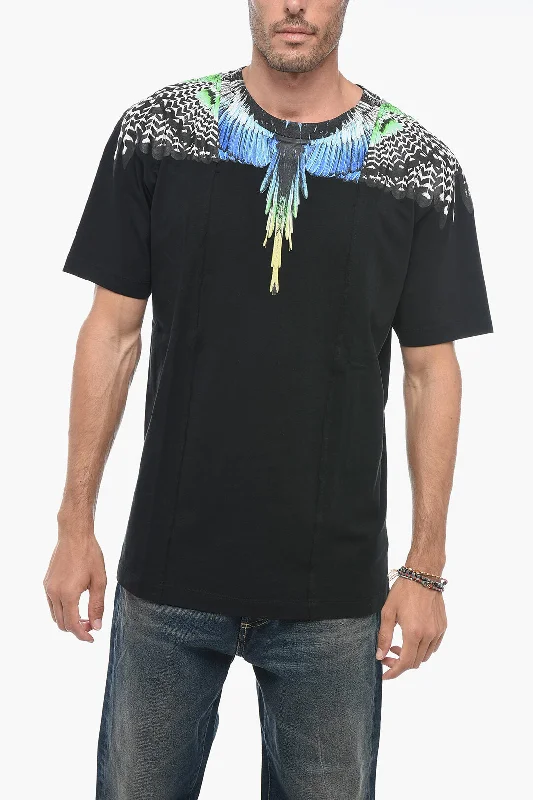 Online Only Marcelo Burlon Crew Neck PATCHWORK WINGS T-Shirt with Print
