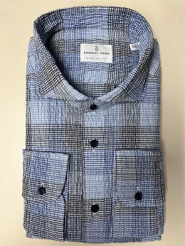 Savings Event Marselie Crinkle Shirt In Blue Plaid