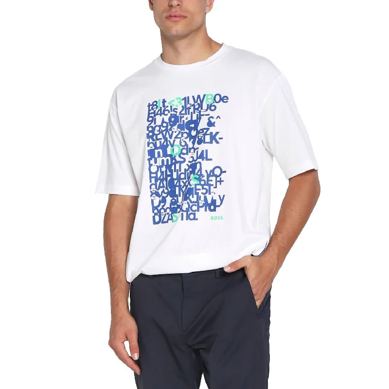 Weekend Deals That Sizzle Men Blue Logo Crew Neck Tee 5 In White