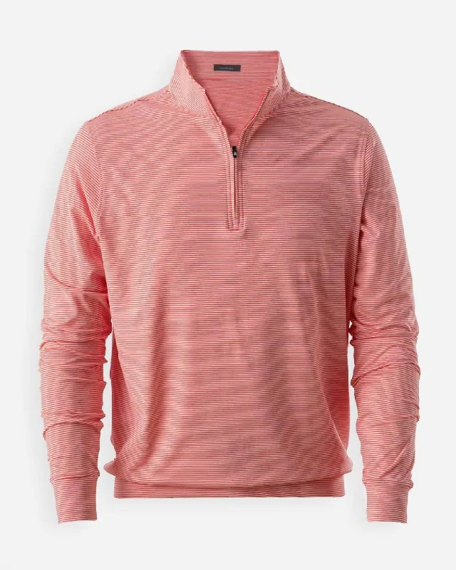 Weekend Savings Galore Men Carter Stripe Quater Zip Pullover In Coral