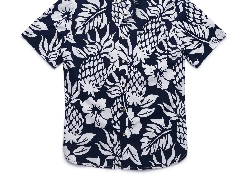 Weekend Discounts to Delight Men Joey Floral Pineapple Shirt In Navy