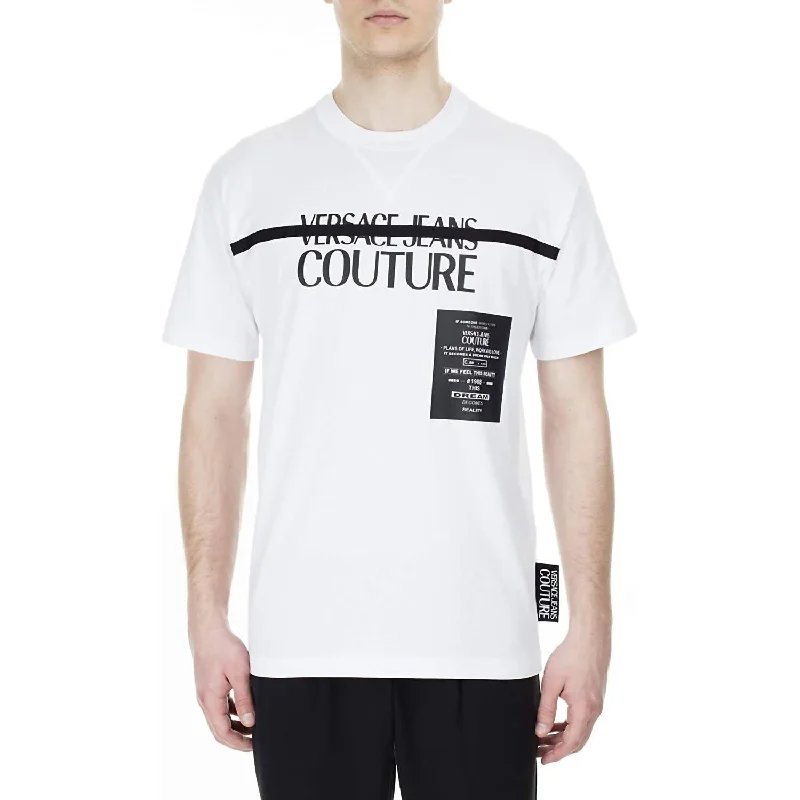 Closeout Sale Men Short Sleeve Crew Neck Logo T-Shirt In White