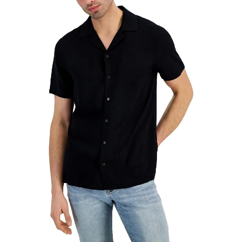 Weekend Deals That Wow Mens Collar Short Sleeve Button-Down Shirt