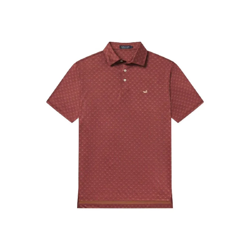 Reduced Rates Men's Flyline Performance Marsh Morning Polo In Burnt Red/tan