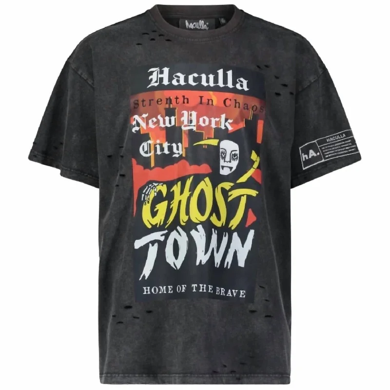 Weekend Shopping Made Better Men's Ghost Town Vintage Tee In Black