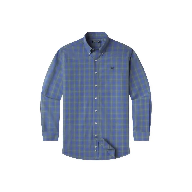 Weekend Offers That Thrill Men's Middleton Windowpane Shirt In Dark Green/royal Blue