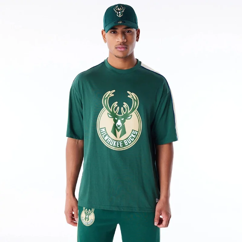 Customer Appreciation Sale Milwaukee Bucks NBA Panel Dark Green Oversized T-Shirt