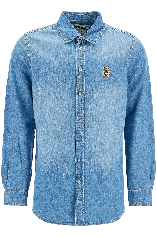 Weekend Specials to Cherish Moschino Men's blue Shirt With Patch Details