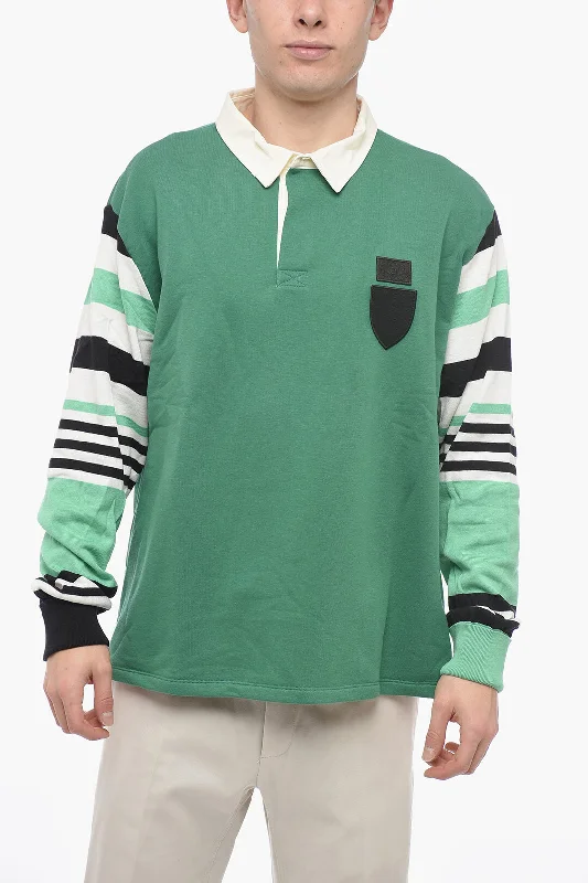 Weekend Bargains to Snag Neil Barrett Box Fit COLLEGIC RUGBY Polo with Knitted Sleeves