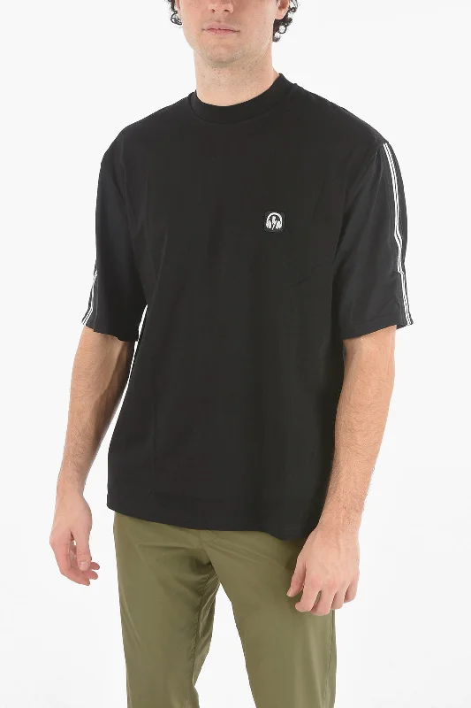 Limited Time Offer Neil Barrett Contrasting Band MUSIC BOLT VARSITY T-Shirt