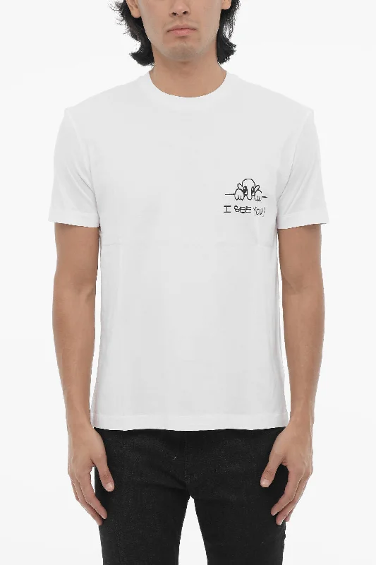 Weekend Bargains Just for You Neil Barrett Cotton Slim Fit I SEE YOU Crew-Neck T-shirt