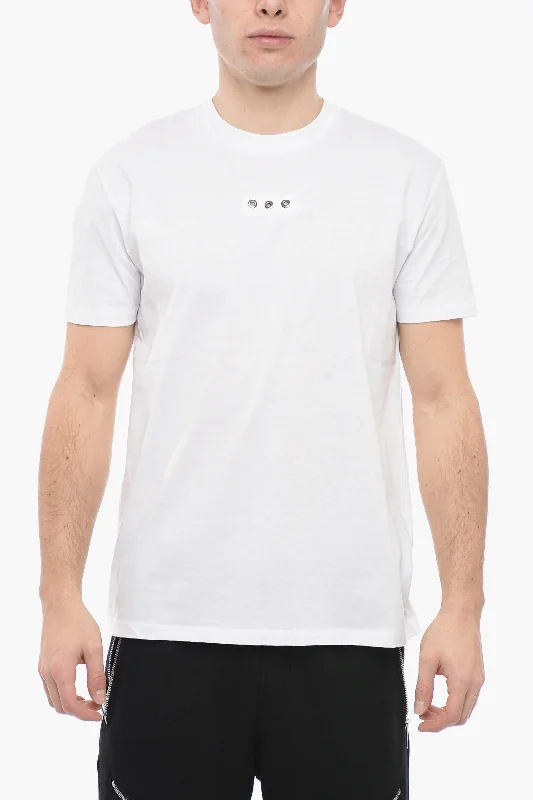 Bonus Savings Neil Barrett Crew Neck EYELET T-Shirt with Decorative Detail