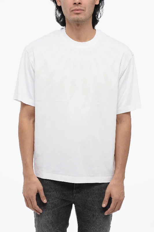 Unbeatable Prices Neil Barrett Dropped Shoulder FAIRISLE THUNDERBOLT Cotton T-Shirt